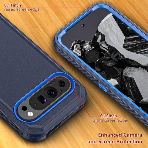 حافظة هاتف لهاتف Google Pixel 9 Pro XL، حافظة حماية متينة مقاومة للصدمات مع حافظة بمشبك حزام لهاتف Google Pixel 9 Pro XL 2024 (أسود + أزرق) in Kuwait