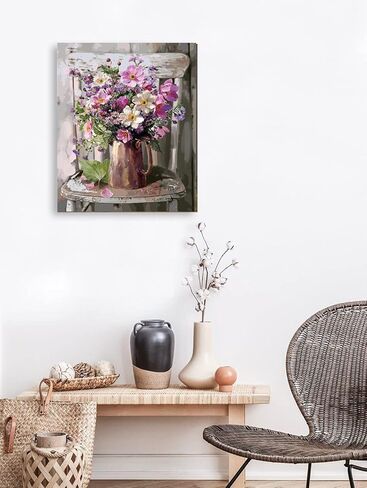 طلاء كليندو بالأرقام للبالغين، مجموعة طلاء الزهور بالأرقام على القماش، سهل الطلاء بالأرقام بدون إطار للاسترخاء وديكور الحائط المنزلي 16 × 20 بوصة in Kuwait