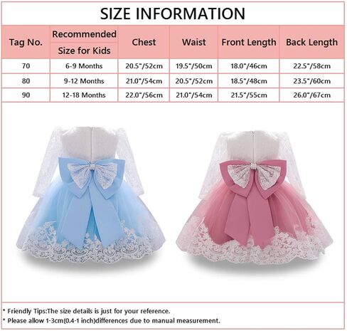 HIHCBF Baby Girls 1st Birthday Cake Smash Christening Dress Princess Bowknot Long Sleeve Lace Wedding Baptism Tutu Ball Gown in Kuwait