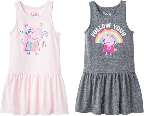 Peppa Pig One Size Girls' Toddler Short Sleeve T-Shirt Dress 2 Pack in Saudi Arabia