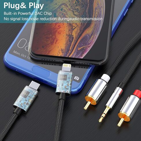 محول صوت كابل Lightning إلى RCA (2 متر)، كابل RCA إلى 3.5 مم، كابل صوت USB C إلى 2 RCA، (كابل صوت 6 في 1) لمضخم الطاقة والسيارة والمسرح المنزلي ومكبر الصوت والمزيد (متوافق مع Lightning) in Saudi Arabia