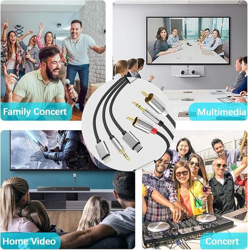 محول صوت كابل Lightning إلى RCA (2 متر)، كابل RCA إلى 3.5 مم، كابل صوت USB C إلى 2 RCA، (كابل صوت 6 في 1) لمضخم الطاقة والسيارة والمسرح المنزلي ومكبر الصوت والمزيد (متوافق مع Lightning) in Saudi Arabia