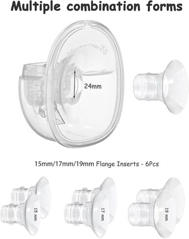 Flange Inserts 15/17/19mm 6PCS, 24mm Flange 2PCS Compatible with Model S32 Wearable Breast Pump Replacement Parts/Accessories in Saudi Arabia
