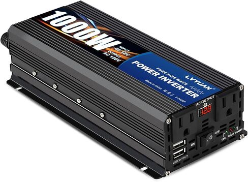 LVYUAN 500 Watt Pure Sine Wave Power Inverter 12V to 110V/120V DC to AC Converter with Dual Sockets, Dual USB Ports, LED Display for Home Outdoor RV Car Power Inverter Power Adapter in Saudi Arabia
