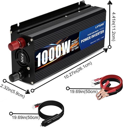 LVYUAN 500 Watt Pure Sine Wave Power Inverter 12V to 110V/120V DC to AC Converter with Dual Sockets, Dual USB Ports, LED Display for Home Outdoor RV Car Power Inverter Power Adapter in Saudi Arabia