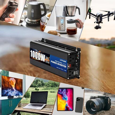 LVYUAN 500 Watt Pure Sine Wave Power Inverter 12V to 110V/120V DC to AC Converter with Dual Sockets, Dual USB Ports, LED Display for Home Outdoor RV Car Power Inverter Power Adapter in Saudi Arabia