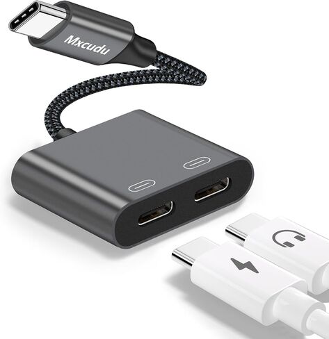 USB C Splitter, Dual USB C Headphone and Charger Adapter, 3 in 1 USB C Audio Adapter with PD 60W Fast Charging Dongle USB C Data Adapter Compatible with iPhone 15/15 Pro Max, Galaxy S24/S23, Pixel 8 in Saudi Arabia