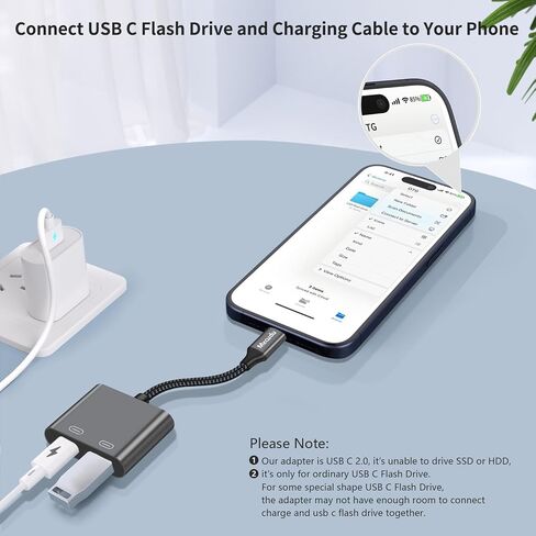 USB C Splitter, Dual USB C Headphone and Charger Adapter, 3 in 1 USB C Audio Adapter with PD 60W Fast Charging Dongle USB C Data Adapter Compatible with iPhone 15/15 Pro Max, Galaxy S24/S23, Pixel 8 in Saudi Arabia