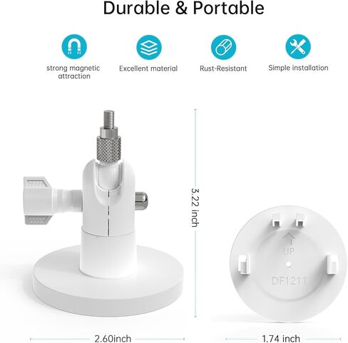 Camera Wall Mount - Pole Mount Magnet Bracket for 1/4-Inch Attachment Point Cameras Compatible with Ring Indoor Cam (2nd Gen) Ring and More (White) in Saudi Arabia