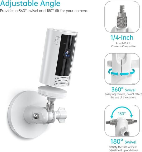 Camera Wall Mount - Pole Mount Magnet Bracket for 1/4-Inch Attachment Point Cameras Compatible with Ring Indoor Cam (2nd Gen) Ring and More (White) in Saudi Arabia