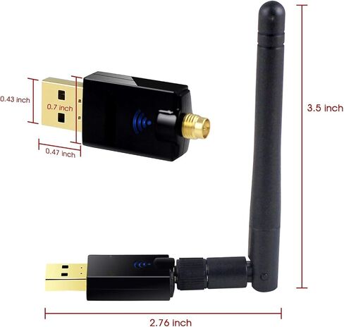 محول USB WiFi AC600Mbps، ثنائي النطاق 5.8G/2.4G، محول شبكة لاسلكي للكمبيوتر المحمول/سطح المكتب، متوافق مع نظام التشغيل Windows/Mac OS، XP/Vista/7/8/10، OS X 10.6-10.15 in Saudi Arabia