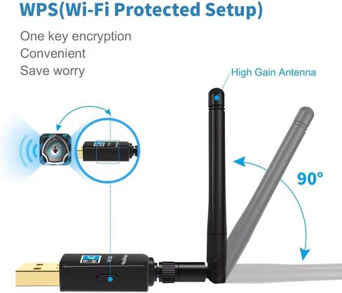 محول USB WiFi AC600Mbps، ثنائي النطاق 5.8G/2.4G، محول شبكة لاسلكي للكمبيوتر المحمول/سطح المكتب، متوافق مع نظام التشغيل Windows/Mac OS، XP/Vista/7/8/10، OS X 10.6-10.15 in Saudi Arabia