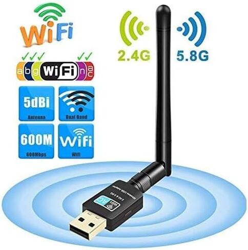 محول USB WiFi AC600Mbps، ثنائي النطاق 5.8G/2.4G، محول شبكة لاسلكي للكمبيوتر المحمول/سطح المكتب، متوافق مع نظام التشغيل Windows/Mac OS، XP/Vista/7/8/10، OS X 10.6-10.15 in Saudi Arabia