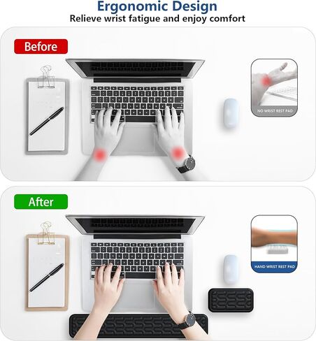 Keyboard Wrist Rest Pad, Gel Memory Foam Wrist Rest Set for Keyboard and Mouse, Easy Typing and Pain Relief, Non-Slip Keyboard Pad for Computer, Laptop, Home&Office(Black） in Saudi Arabia