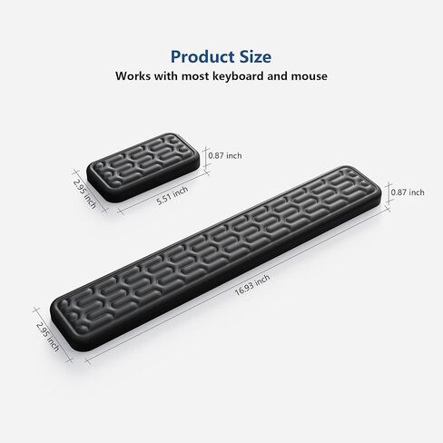 Keyboard Wrist Rest Pad, Gel Memory Foam Wrist Rest Set for Keyboard and Mouse, Easy Typing and Pain Relief, Non-Slip Keyboard Pad for Computer, Laptop, Home&Office(Black） in Saudi Arabia