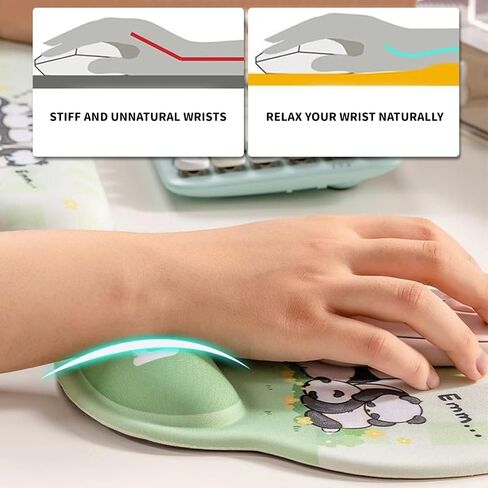 مسند المعصم باندا للوحة المفاتيح قطعتين، مسند راحة اليد للوحة المفاتيح من إسفنج الذاكرة عالي الكثافة، مسند مريح للوحة المفاتيح لدعم المعصم لتخفيف الألم، دعم مسند لوحة الماوس للكمبيوتر المحمول والمنزل والمكتب ماك in Kuwait