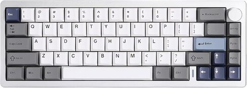 YUNZII AL68 Wireless Mechanical Keyboard 60%,QMK/VIA Aluminum Keyboard,Hot Swappable Custom Keyboard with Knob,Gasket Structure,RGB Backlit Gaming Keyboard for Mac/Windows (Silver, Milk V2) in Kuwait