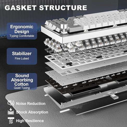 YUNZII AL68 Wireless Mechanical Keyboard 60%,QMK/VIA Aluminum Keyboard,Hot Swappable Custom Keyboard with Knob,Gasket Structure,RGB Backlit Gaming Keyboard for Mac/Windows (Silver, Milk V2) in Kuwait