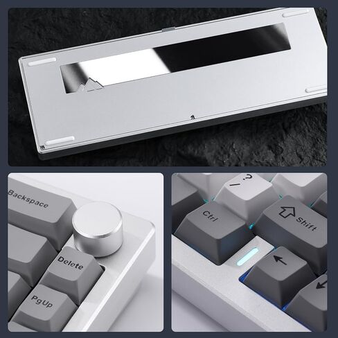 YUNZII AL68 Wireless Mechanical Keyboard 60%,QMK/VIA Aluminum Keyboard,Hot Swappable Custom Keyboard with Knob,Gasket Structure,RGB Backlit Gaming Keyboard for Mac/Windows (Silver, Milk V2) in Saudi Arabia