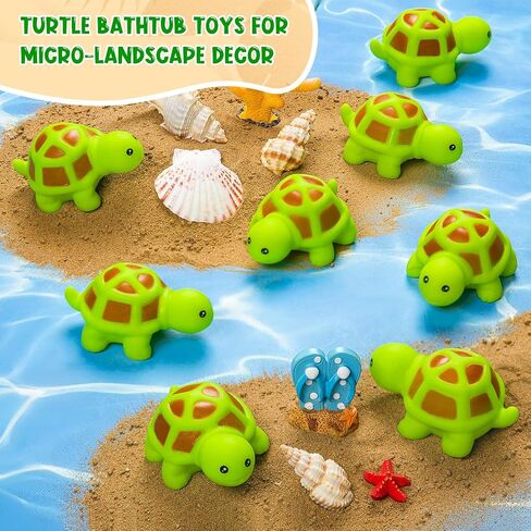 25PCS Mini Rubber Turtle Green Floating Squeaky Turtle Bath Toy for Bath | Cute Screaming Sound Rubber Bulk for Bath, Shower Swimming Pool Birthday Beach Decor in Saudi Arabia