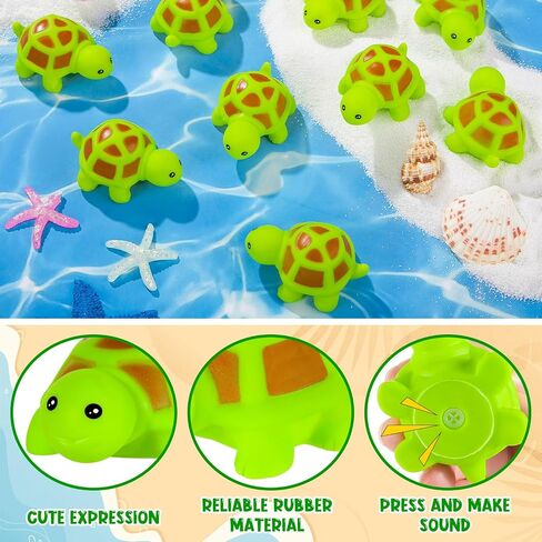 25PCS Mini Rubber Turtle Green Floating Squeaky Turtle Bath Toy for Bath | Cute Screaming Sound Rubber Bulk for Bath, Shower Swimming Pool Birthday Beach Decor in Saudi Arabia