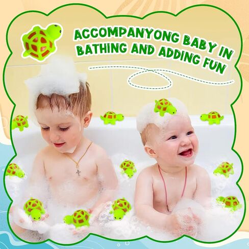 25PCS Mini Rubber Turtle Green Floating Squeaky Turtle Bath Toy for Bath | Cute Screaming Sound Rubber Bulk for Bath, Shower Swimming Pool Birthday Beach Decor in Saudi Arabia