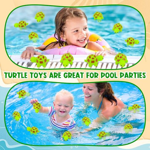 25PCS Mini Rubber Turtle Green Floating Squeaky Turtle Bath Toy for Bath | Cute Screaming Sound Rubber Bulk for Bath, Shower Swimming Pool Birthday Beach Decor in Saudi Arabia