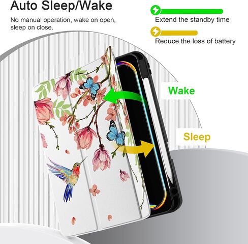 حافظة MEEgoodo لجهاز M4 iPad Pro مقاس 11 بوصة 2024، غطاء كمبيوتر لوحي مع حامل ثلاثي الطي وحامل قلم رصاص وغطاء خلفي ناعم من مادة TPU، زهور ملونة بالحبر in Kuwait