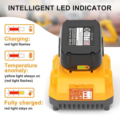 Genuine Capacity 20V Max Battery Replacement for Dewalt Battery 5.0Ah and DCB112 Charger - OEM Equivalent Capacity, Compatible with 12-20V Battery and All 20V Dewalt Cordless Tools in Saudi Arabia