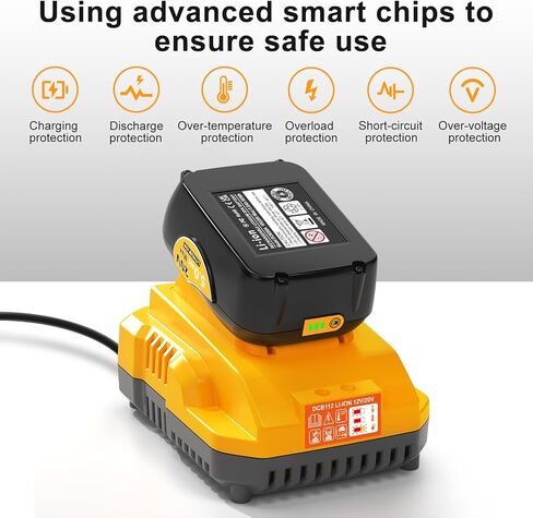 Genuine Capacity 20V Max Battery Replacement for Dewalt Battery 5.0Ah and DCB112 Charger - OEM Equivalent Capacity, Compatible with 12-20V Battery and All 20V Dewalt Cordless Tools in Saudi Arabia