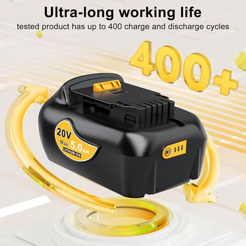Genuine Capacity 20V Max Battery Replacement for Dewalt Battery 5.0Ah and DCB112 Charger - OEM Equivalent Capacity, Compatible with 12-20V Battery and All 20V Dewalt Cordless Tools in Saudi Arabia