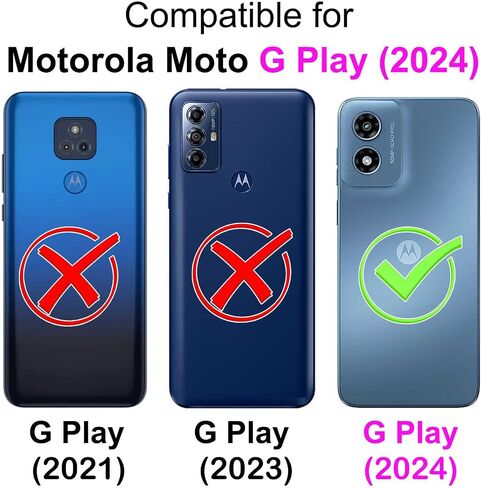 Designed for Motorola Moto G Play 2024 Case Wallet,Women Flip Folio Cover with Embossed PU Leather Stand Credit Card Holders Slots Wrist Strap Phone Case for Moto G Play 2024 (Blue Butterfly) in Saudi Arabia