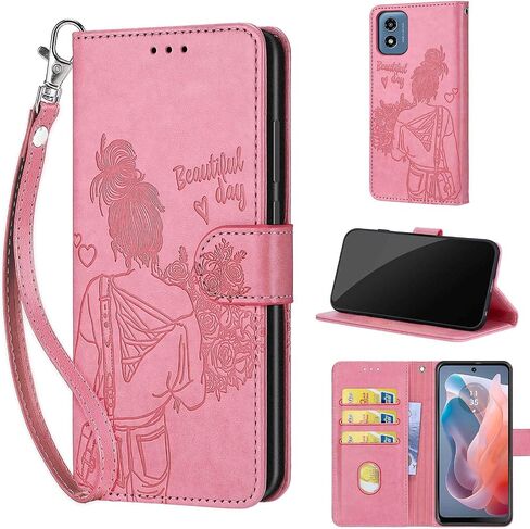 Designed for Motorola Moto G Play 2024 Case Wallet,Women Flip Folio Cover with Embossed PU Leather Stand Credit Card Holders Slots Wrist Strap Phone Case for Moto G Play 2024 (Blue Butterfly) in Saudi Arabia