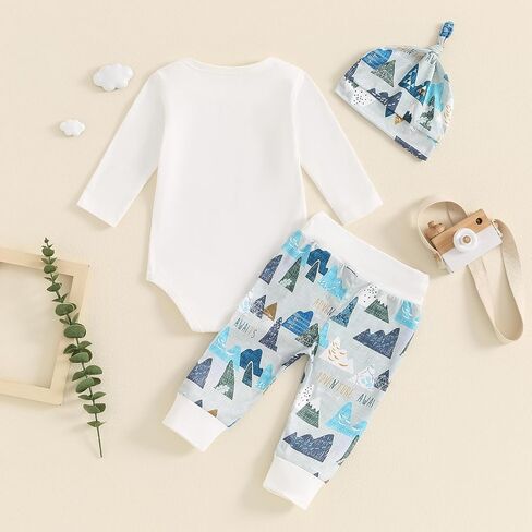 Thorn Tree Newborn Baby Boys Clothes Funny Printed Romper Elastic Waist Pants Baby Cap Fall Winter Infant Outfits in Saudi Arabia