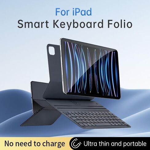 Smart Keyboard Folio for iPad 10th Generation 2022, Magnetic iPad Keyboard Case with Two Viewing Angles, QWERTY US English, Front Back Protection (Black) in Saudi Arabia