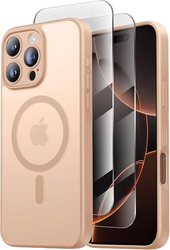 حافظة FlyReal مصممة لهاتف iPhone 16 Pro، متوافقة مع Magsafe، رفيعة غير لامعة مطورة [حماية كاملة للكاميرا] [حماية من الدرجة العسكرية 15FT] مع واقيين للشاشة، 2024 - أسود in Kuwait