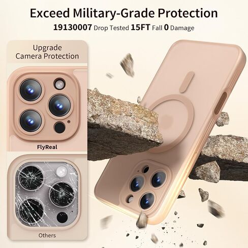 حافظة FlyReal مصممة لهاتف iPhone 16 Pro، متوافقة مع Magsafe، رفيعة غير لامعة مطورة [حماية كاملة للكاميرا] [حماية من الدرجة العسكرية 15FT] مع واقيين للشاشة، 2024 - أسود in Kuwait