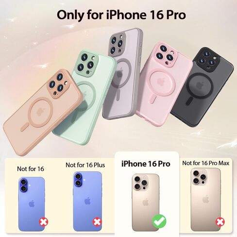 حافظة FlyReal مصممة لهاتف iPhone 16 Pro، متوافقة مع Magsafe، رفيعة غير لامعة مطورة [حماية كاملة للكاميرا] [حماية من الدرجة العسكرية 15FT] مع واقيين للشاشة، 2024 - أسود in Kuwait