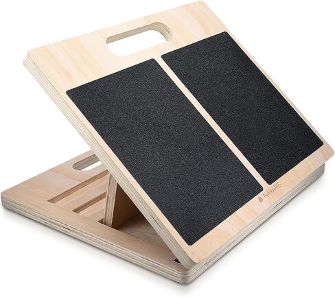 Navaris Slant Board Calf Stretcher - Adjustable Wood Incline Board for Stretching Calves - Wooden Exercise Wedge Tilt Ramp with Surface Grip in Saudi Arabia