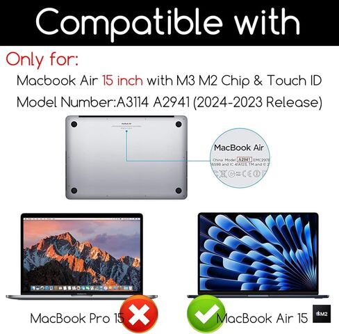 KEANBOLL 2 Pack Designed for Macbook Air 15 inch Screen Protector,丨Tempered Glass丨 (Model A3114 A2941 M3 / M2) Ultra Clear 9H Hardness Bubble-free Tempered Glass Shield in Saudi Arabia