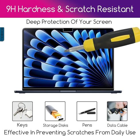 KEANBOLL 2 Pack Designed for Macbook Air 15 inch Screen Protector,丨Tempered Glass丨 (Model A3114 A2941 M3 / M2) Ultra Clear 9H Hardness Bubble-free Tempered Glass Shield in Saudi Arabia