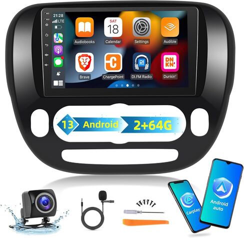 EKAT [2+64G] Car Radio for Kia Soul 2014-2017 (Only for Manual A/C), 9 inch Android 13 Touch Screen KIA Soul Stereo, Carplay/Android Auto/EQ Audio/SWC/Bluetooth/26 Ul Desktop Themes in Saudi Arabia