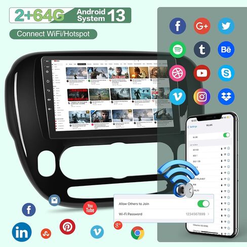 EKAT [2+64G] Car Radio for Kia Soul 2014-2017 (Only for Manual A/C), 9 inch Android 13 Touch Screen KIA Soul Stereo, Carplay/Android Auto/EQ Audio/SWC/Bluetooth/26 Ul Desktop Themes in Saudi Arabia