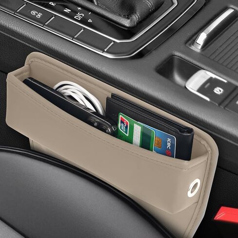 Car Seat Gap Filler pack of 2 Car Leather Organizer Accessories Between Seats Adjustable Stop Drop Car Seat Organizer and Front Seat Storage Box for Phones,Glasses,Wallet, Cards and Keys in Saudi Arabia