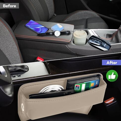 Car Seat Gap Filler pack of 2 Car Leather Organizer Accessories Between Seats Adjustable Stop Drop Car Seat Organizer and Front Seat Storage Box for Phones,Glasses,Wallet, Cards and Keys in Saudi Arabia