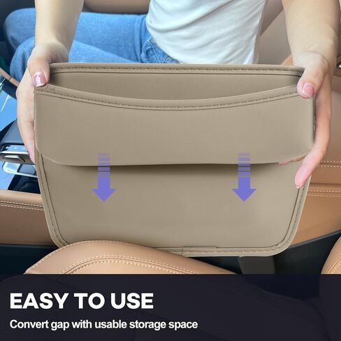 Car Seat Gap Filler pack of 2 Car Leather Organizer Accessories Between Seats Adjustable Stop Drop Car Seat Organizer and Front Seat Storage Box for Phones,Glasses,Wallet, Cards and Keys in Saudi Arabia