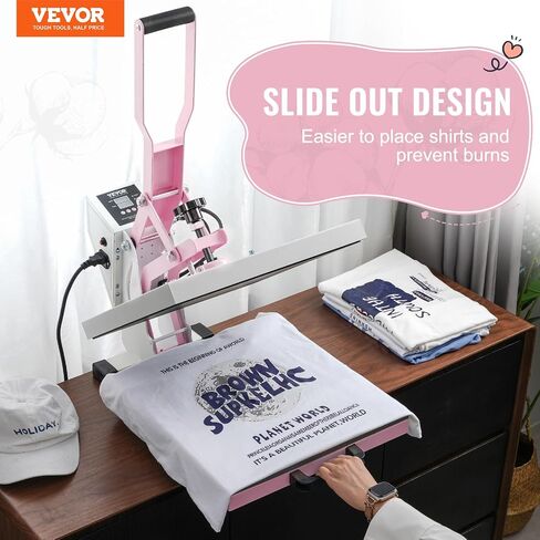 VEVOR Heat Press, 15x15 Power Heat Press Machine, Fast Heating, High Pressure Heat Press Machine for T-Shirt, Digital Industrial Sublimation Printer for Heat Transfer Vinyl, Easy to Use, Black in Saudi Arabia