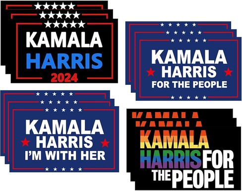 12Pcs Kamala Harris Stickers 2024, 4 Design Harris Stickers Repeatable Aesthetic Vinyl Madam Kamala BumperStickers for American Presidential Election Laptop Bumper Scarpbook Craft Car Decal in Saudi Arabia