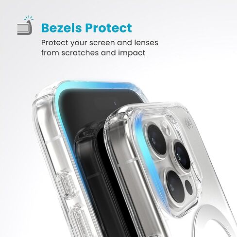 Speck Clear iPhone 16 Pro Case MagSafe and ClickLock - Slim Phone Case iPhone 16 Pro - iPhone 16 Pro Phone Case - Presidio - Clear/Chrome in Saudi Arabia