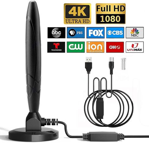 TV Antenna Digital Smart Indoor 650+ Miles Long Range Outdoor Antenna Amplifier Support All 4K 1080p Full HD Smart HDTVs/Old Television -16.4ft Coax Cable/AC Adapter, black- in Saudi Arabia